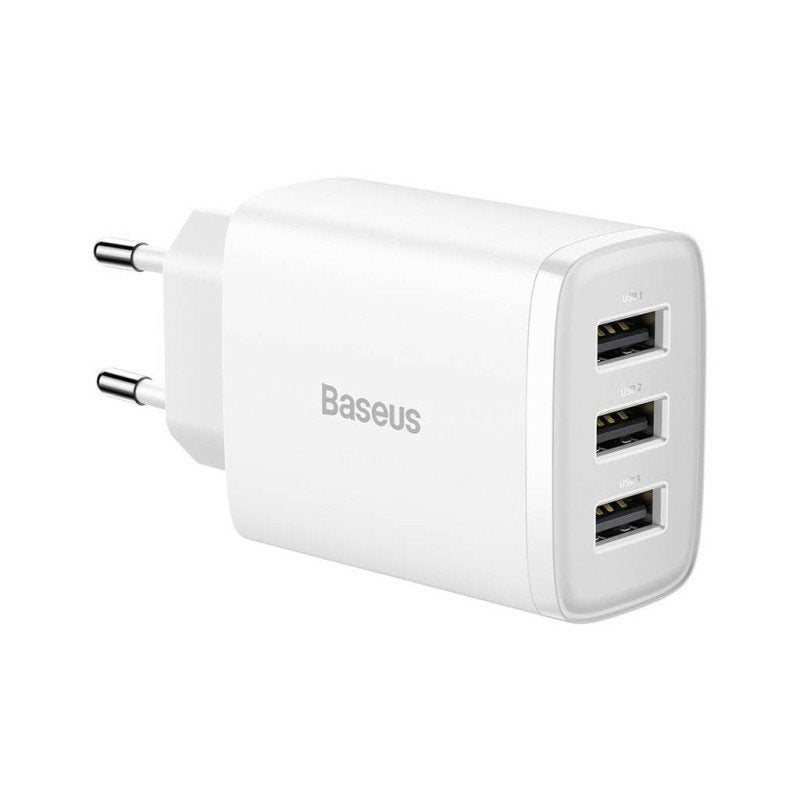 Ladowarka Sieciowa Baseus Compact Quick Charger, 3x Usb, 17w (Biala)