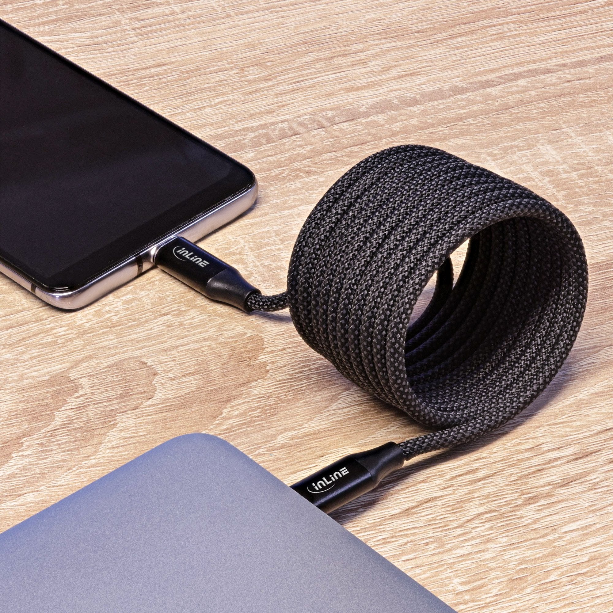 Inline® Magnetic Usb-C Cable, Usb-C Male/Male, 100w, Black, 1m
