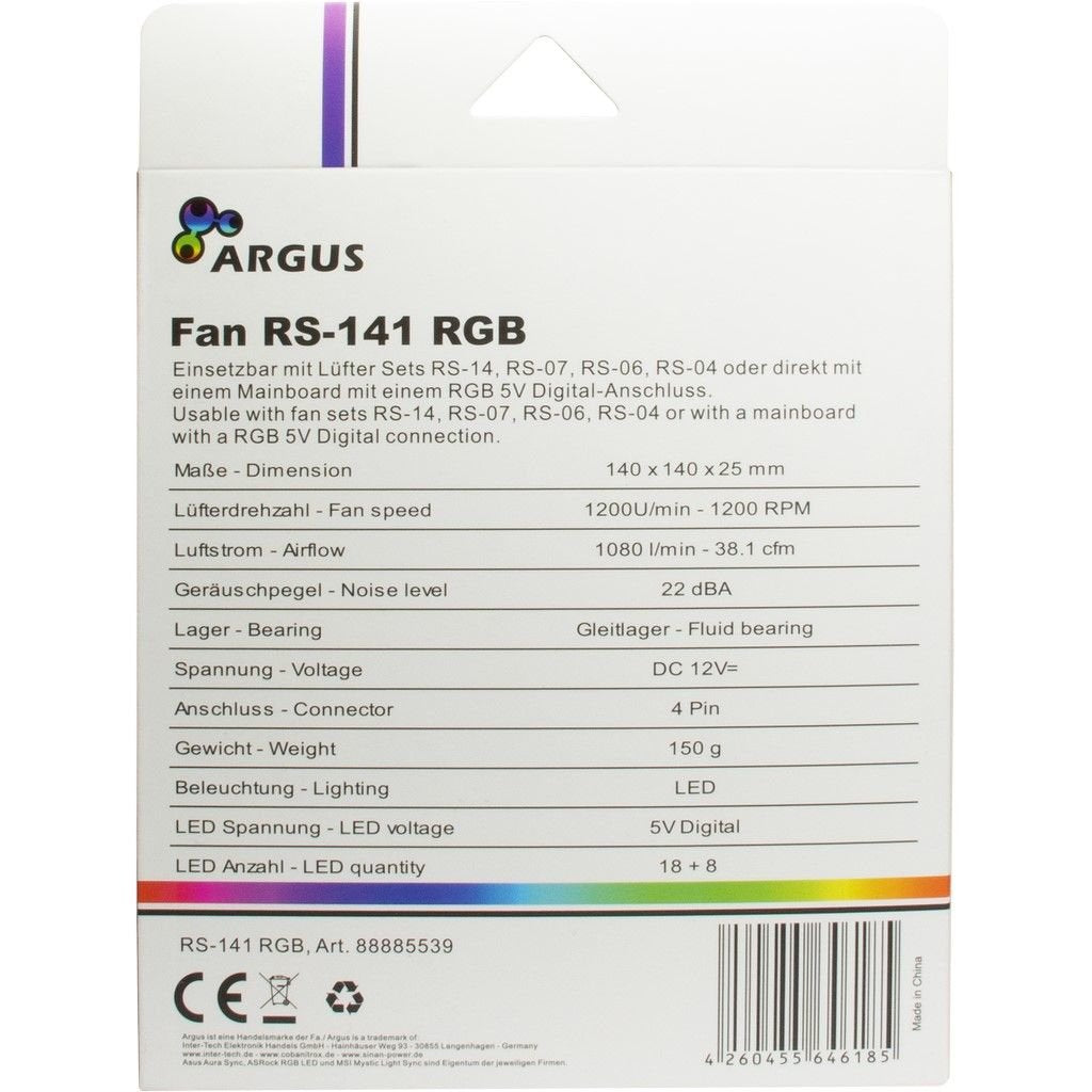 EAN 4260455646185 - Inter-Tech 88885539 sistema de refrigeración para ordenador Carcasa del ordenador Ventilador 14 cm Negro imagen 4