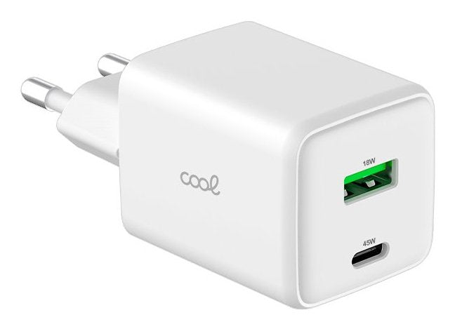 Cool Cargador Red Universal Ultra Fast Dual (Pd) Tipo-C + Usb (45w) Gan Blanco