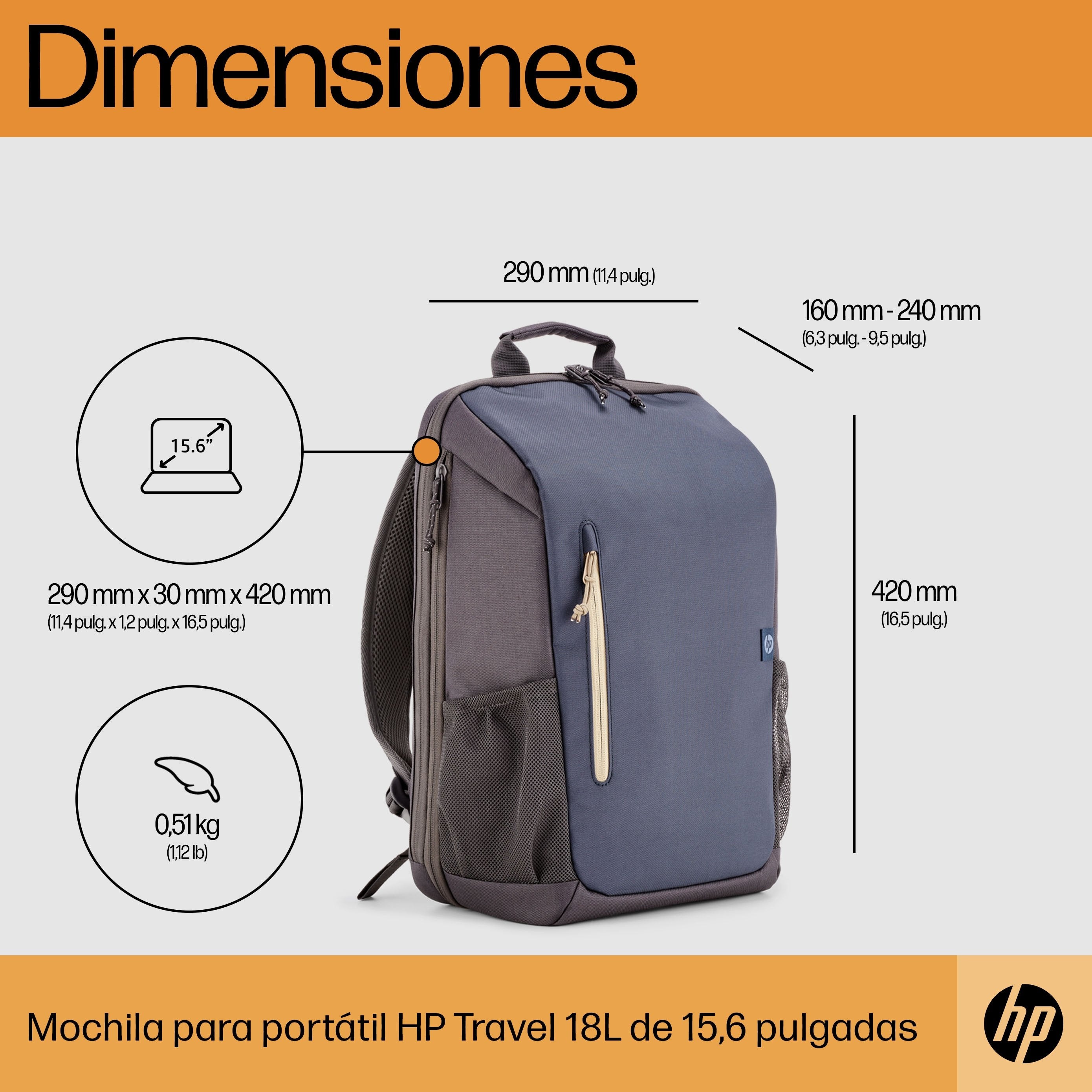 EAN 0196548661091 - HP Travel 18 Liter 15.6 Iron Gray Laptop Backpack 39,6 cm (15.6") Azul, Gris imagen 4