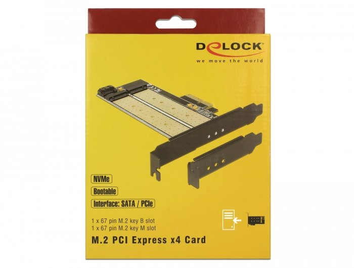 Delock Pci Express X4 Card > 1 X Internal M.2 Key B + 1 X Internal Nvme M.2 Key M - Low Profile Form Factor