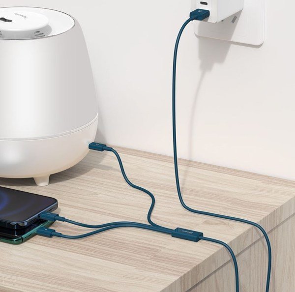 Baseus Cable Superior Series 3-In-1 Fast Charging Data Cable Usb To M+L+C 3.5a 1.5m Blue (Camltys-03)