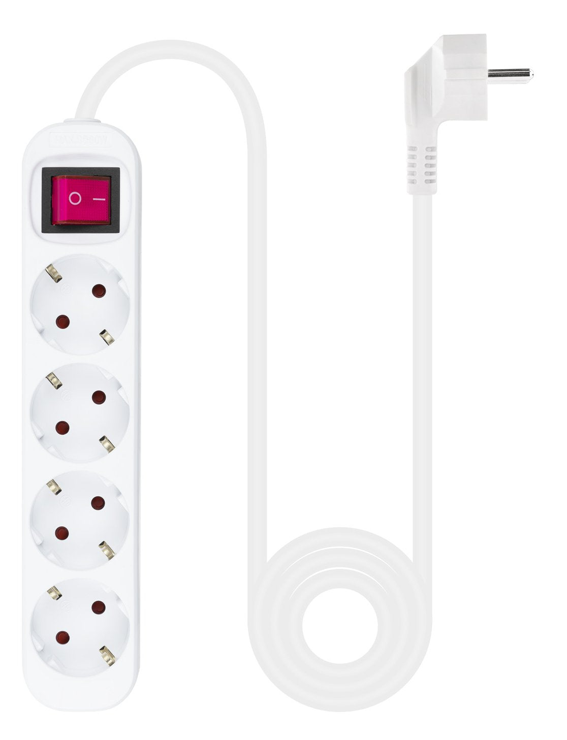 Nanocable Regleta De Proteccion Con 4 Shuckos - Cable De 1.40m - Interruptor On/Off - Blanco