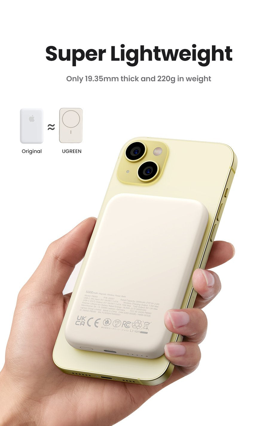 EAN 6941876222087 - Ugreen 25208 batería externa 10000 mAh Cargador inalámbrico Beige imagen 7
