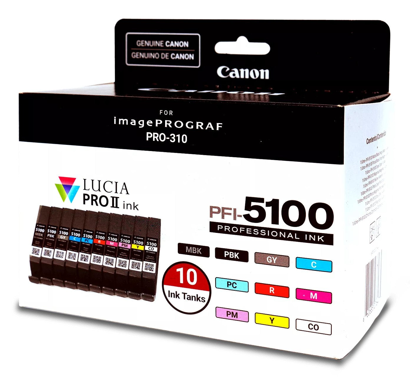Canon Multipack Negro (Mate) / Negro (Foto) / Cian / Magenta / Amarillo / Cian (Foto) / Magenta (Foto) / Rojo / Gris / Transparentee Pfi-5100 10 Tintentanks 6951c009