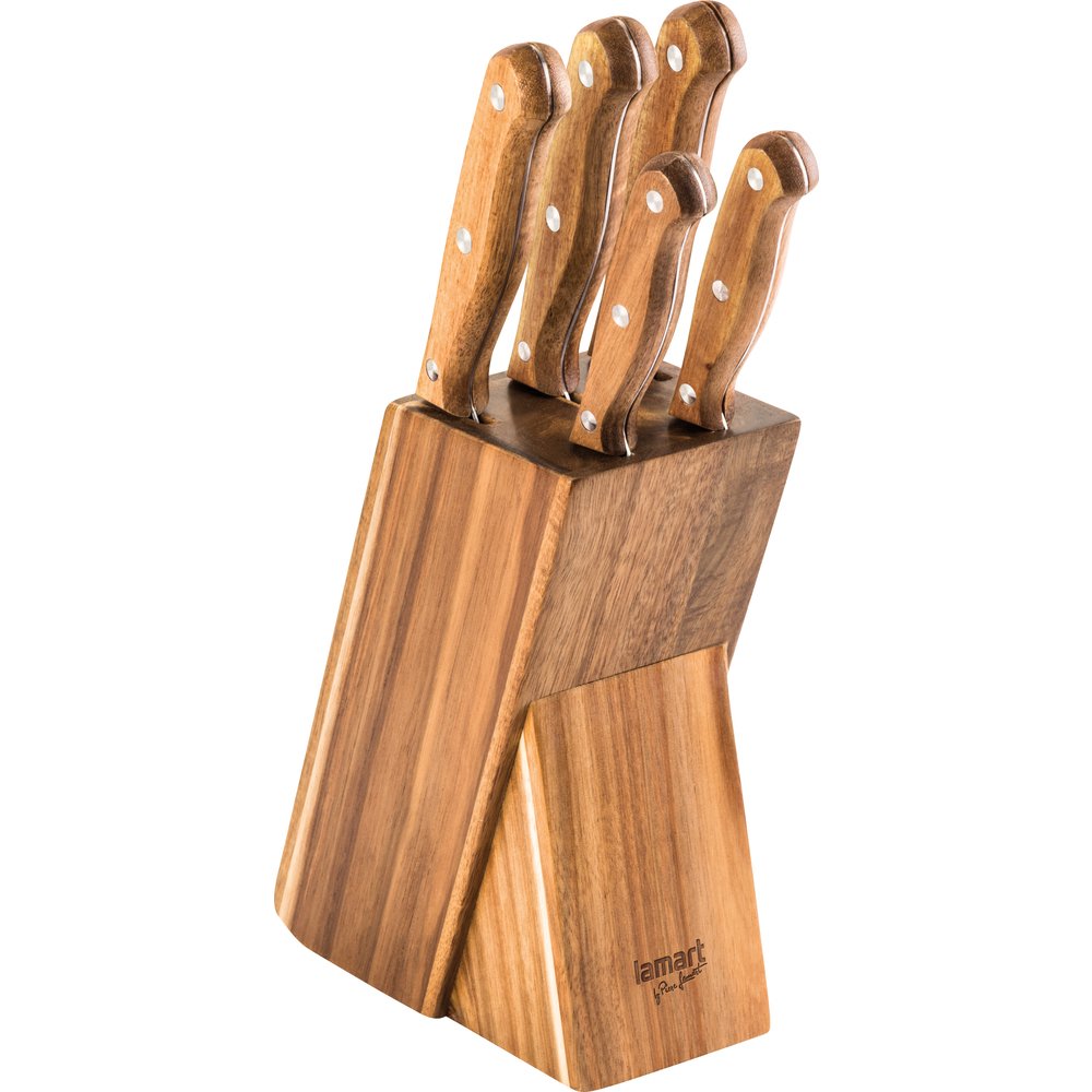 Kit 5 Cuchillos En Bloku Wood Lt2080