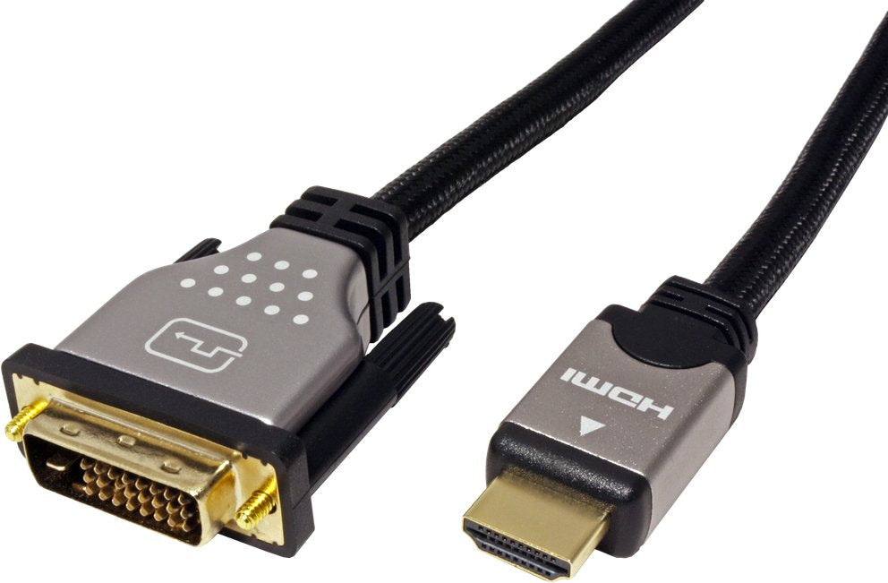 Roline Monitorcable Dvi (24+1) - Hdmi, St St, Schwarz Silber, 1,5 M
