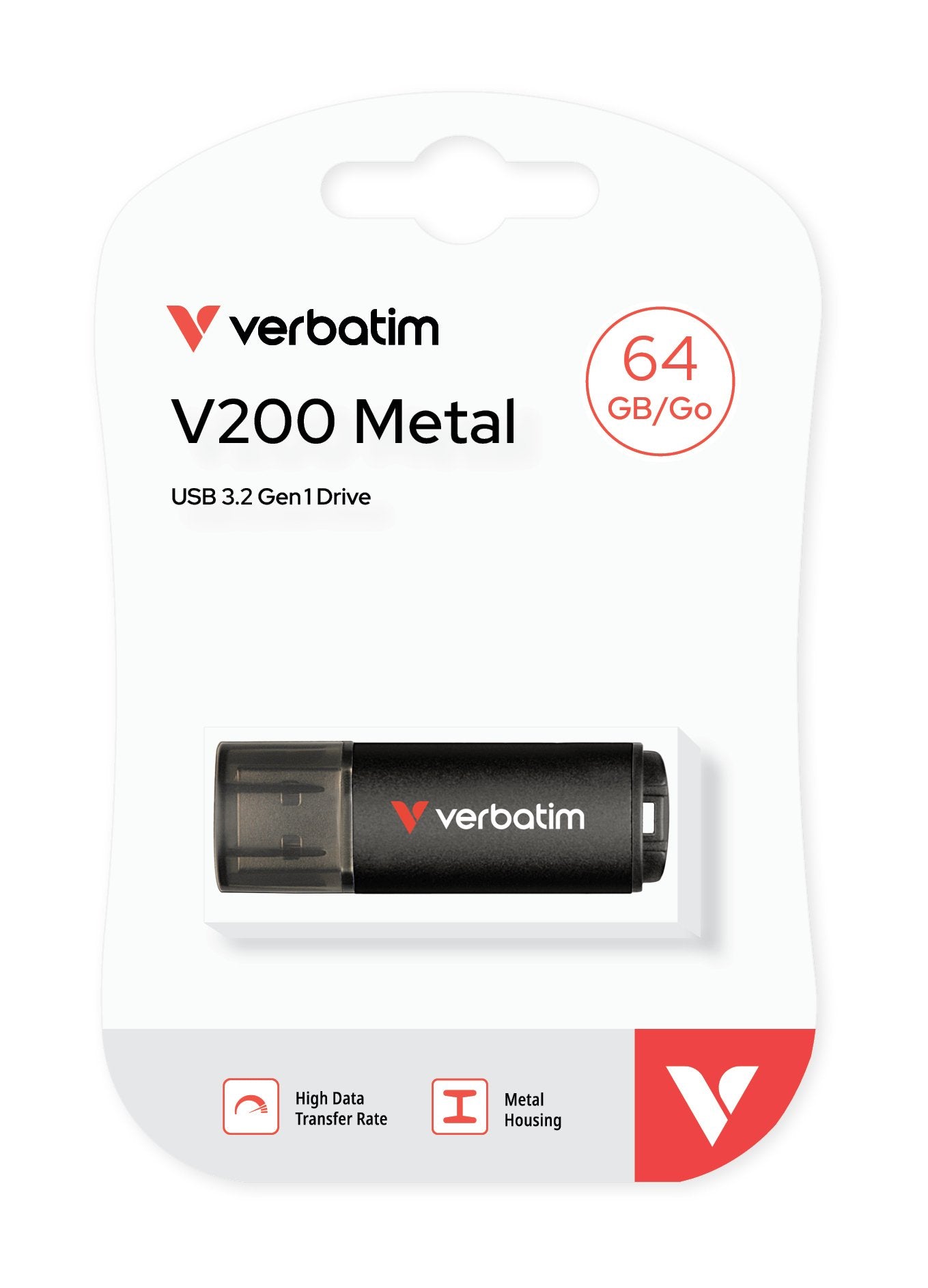 EAN 0023942302117 - Verbatim V200 Metal USB Drive 64GB unidad flash USB USB tipo A 3.2 Gen 1 (3.1 Gen 1) Negro imagen 2