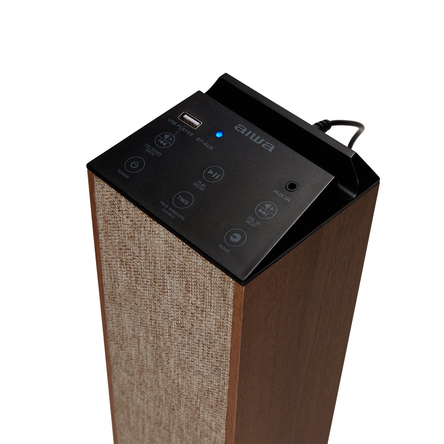 Altavoz Torre Aiwa Tsbt-270 Madera Bluetooth 5.0 Tws Salida 50w Rms Puerto Usb Y Jack 3.5mm