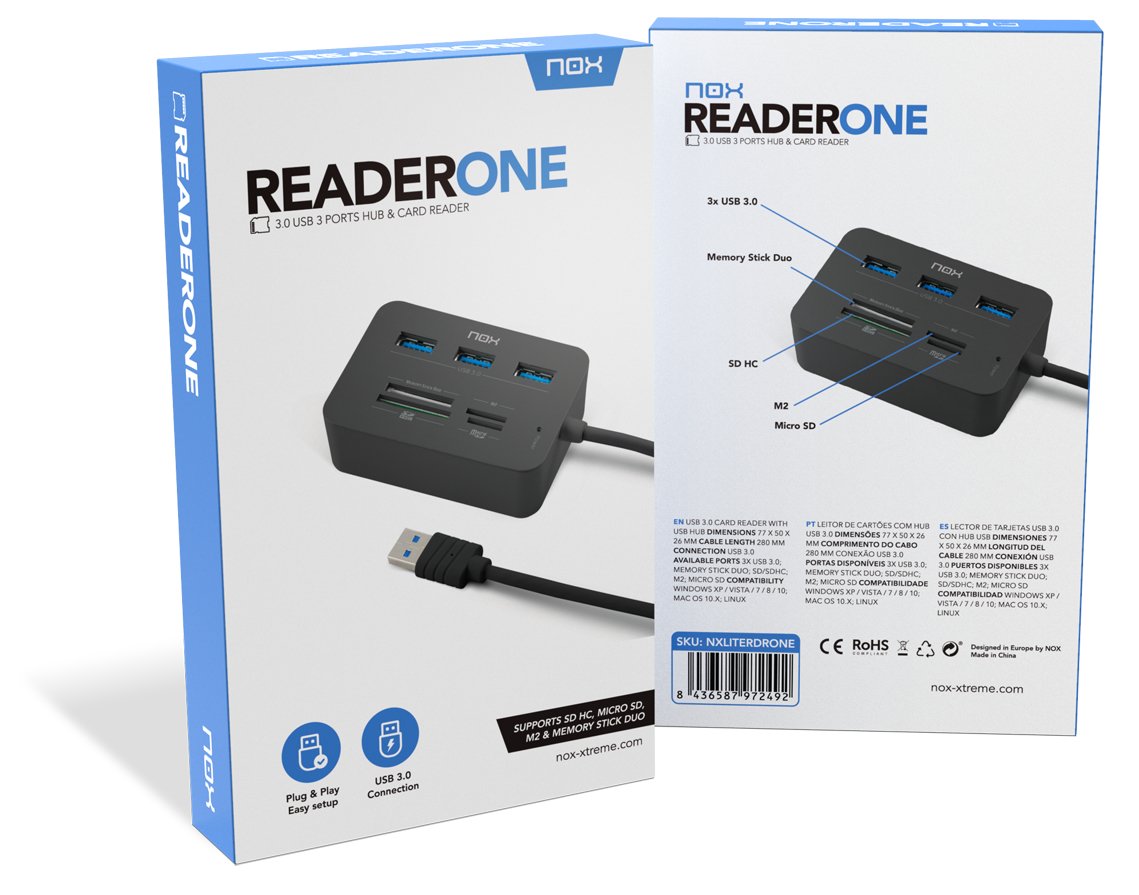 EAN 8436587972492 - NOX Lite Reader One Alámbrico USB 3.2 Gen 1 (3.1 Gen 1) Type-A Negro imagen 2