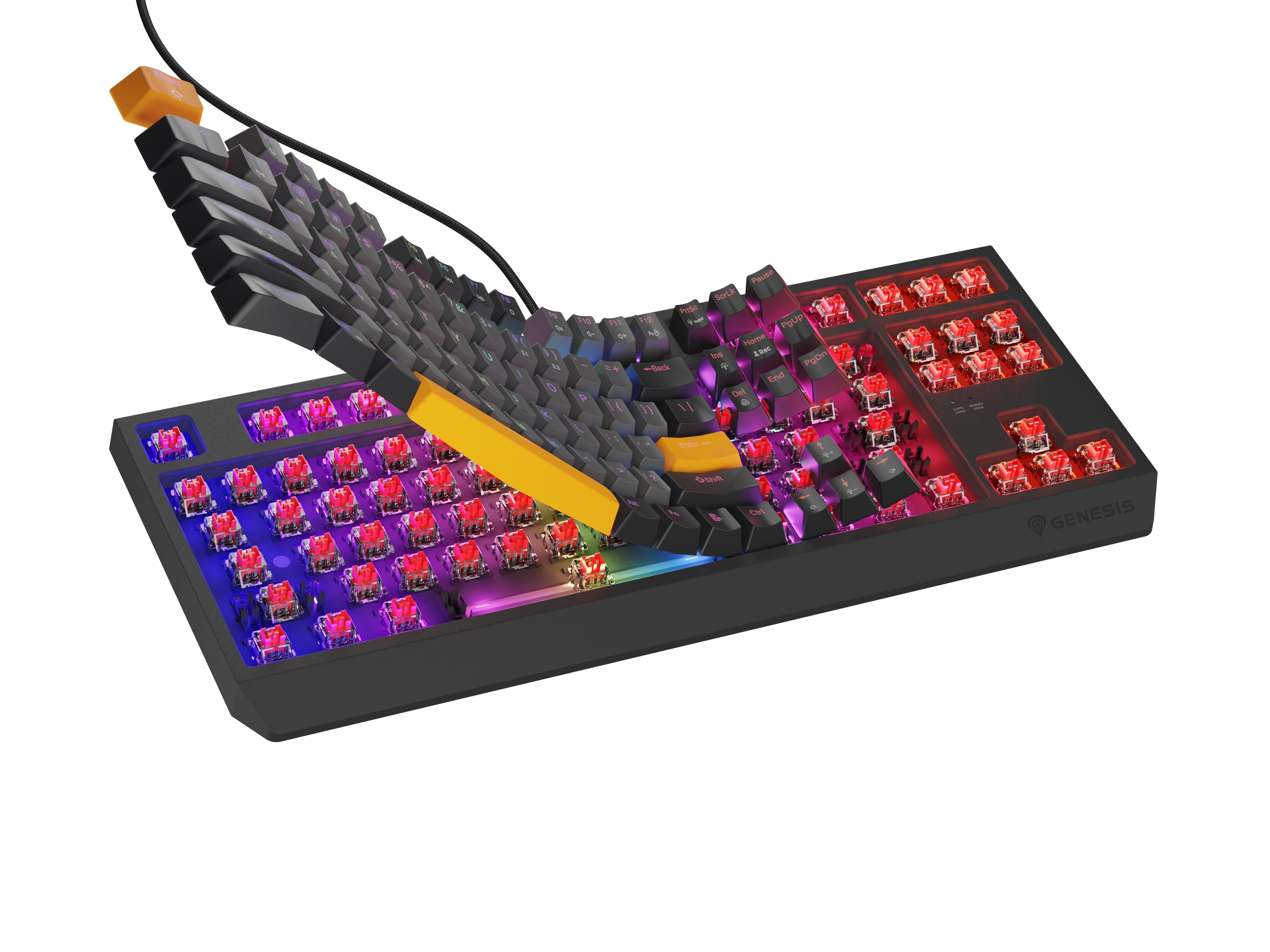 EAN 5901969443325 - GENESIS Thor 230 TKL teclado Juego USB + RF Wireless + Bluetooth QWERTY Negro, Gris, Naranja imagen 5