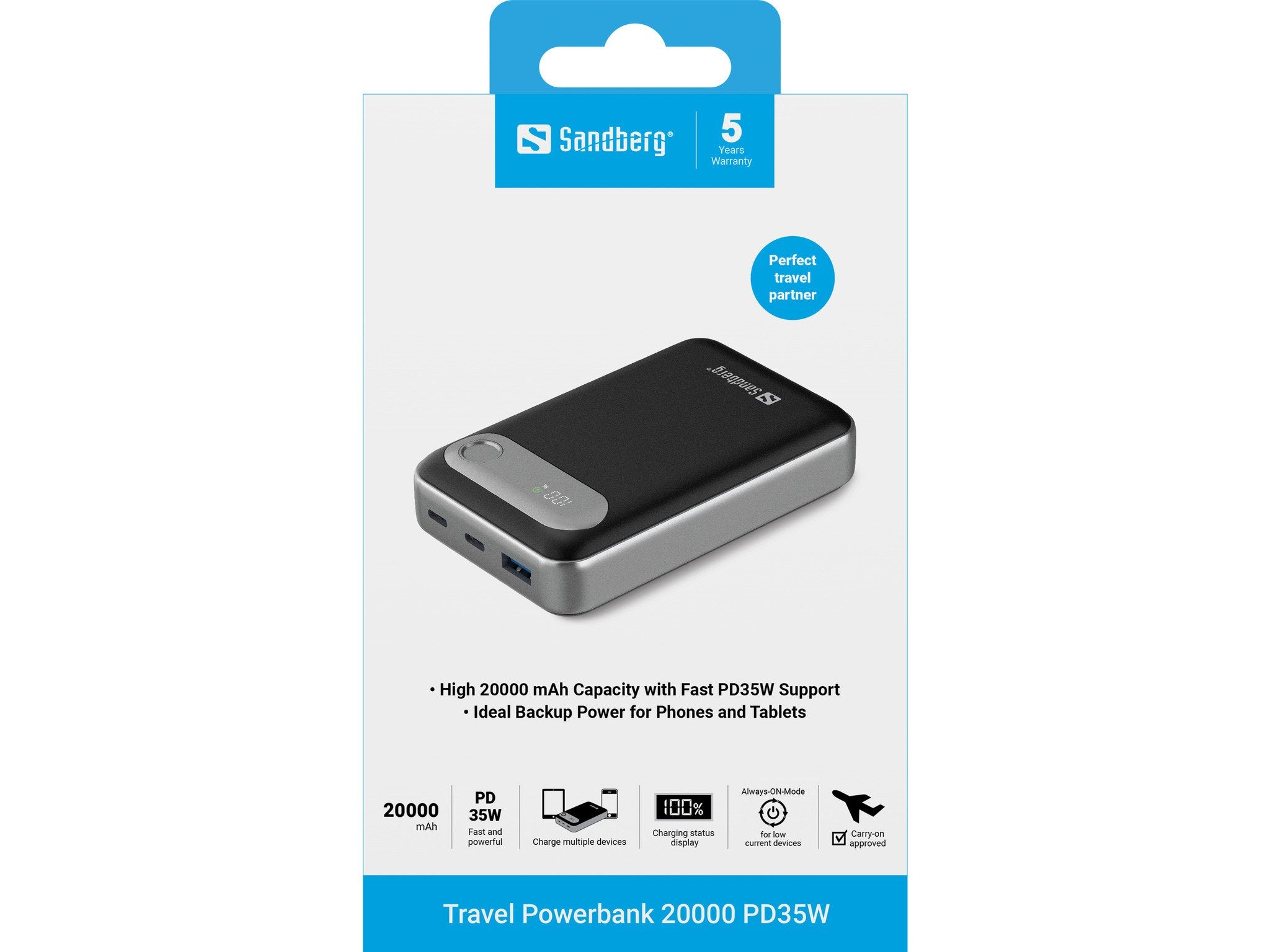 EAN 5705730421419 - Sandberg 421-41 batería externa Polímero de litio 20000 mAh Negro, Plata imagen 3