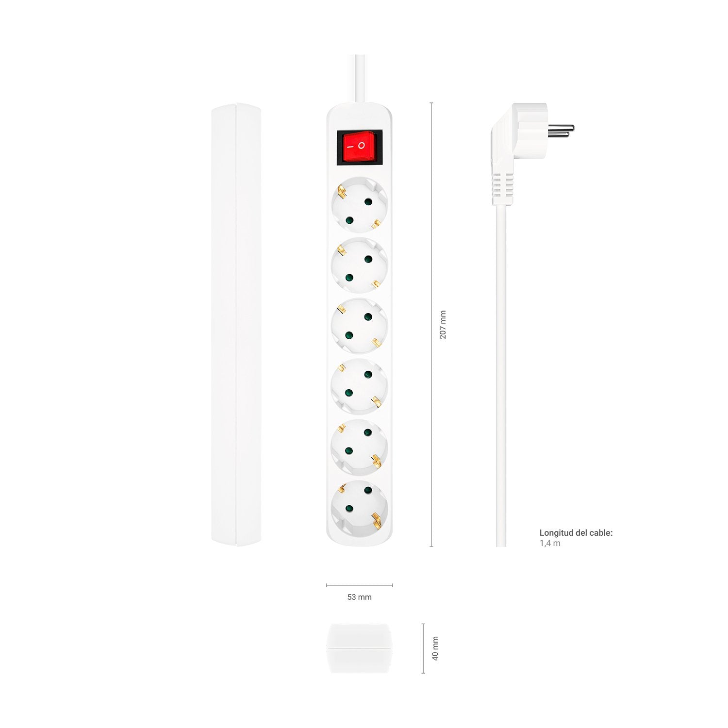 EAN 8436574706185 - AISENS A154-0535 base múltiple 1,4 m 6 salidas AC Interior imagen 3