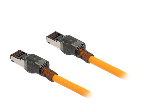 Delock 80410 Cable De Red Rj45 Con Función De Buscador De Puerto Usb Type-C Self Tracing Cat.6a S/Ftp 3 M Naranja