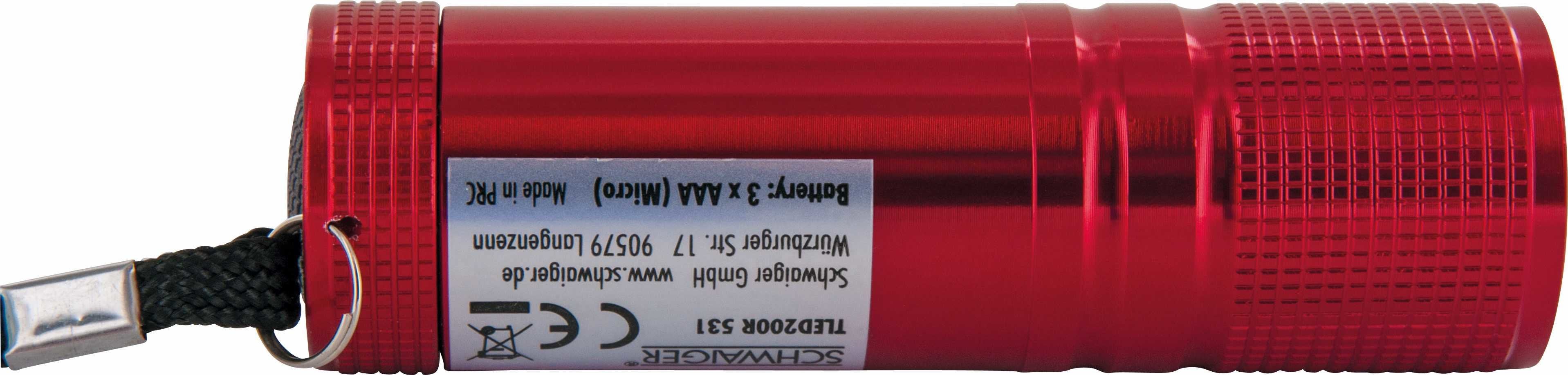 Mini Linterna Schwaiger Cob, 90 Lúmenes, Roja