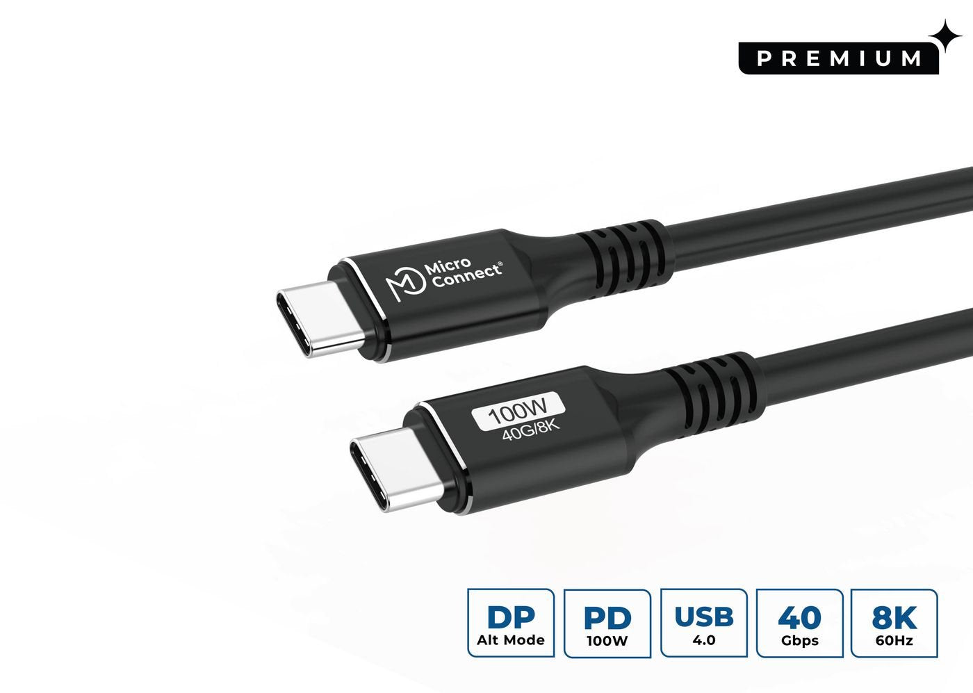 Usb-C To Usb-C Cable 0.15m Premium, 100w, 40gbps, Usb4