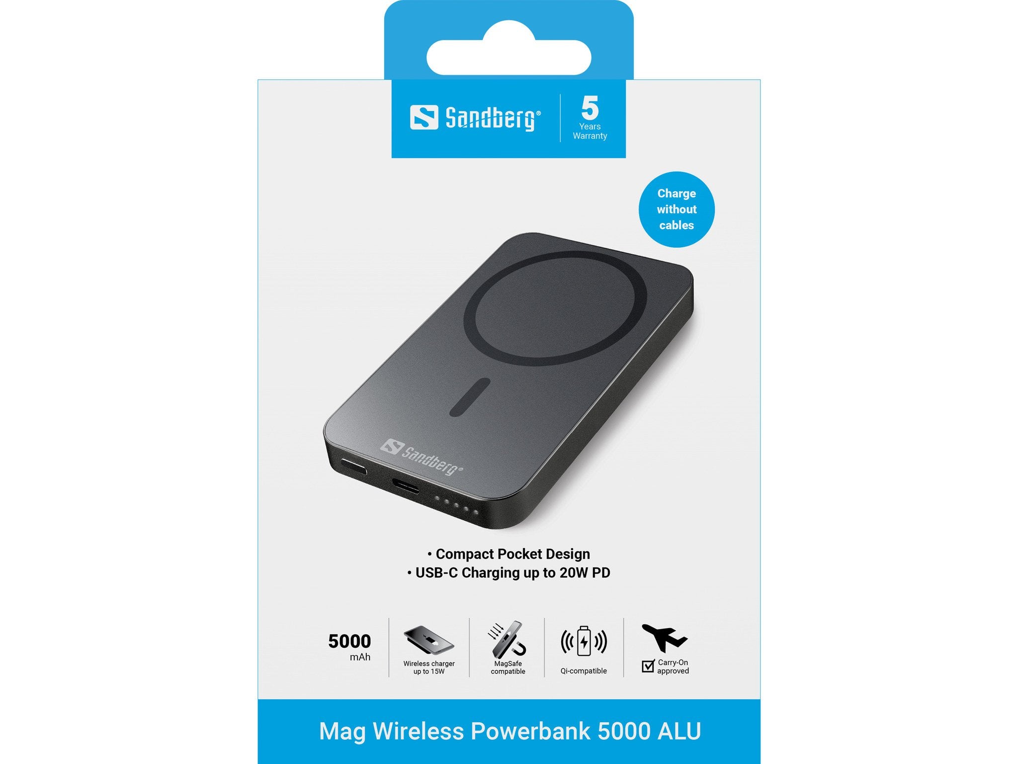EAN 5705730420962 - Sandberg 420-96 batería externa Litio 5000 mAh Cargador inalámbrico Negro imagen 4