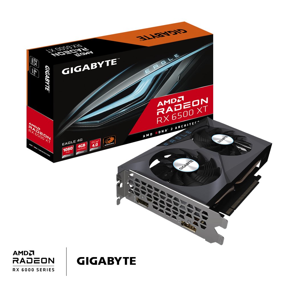 Tarjeta Grafica Gigabyte Radeon Rx6500xt Eagle 4gb Gddr6 Hdmi Dp