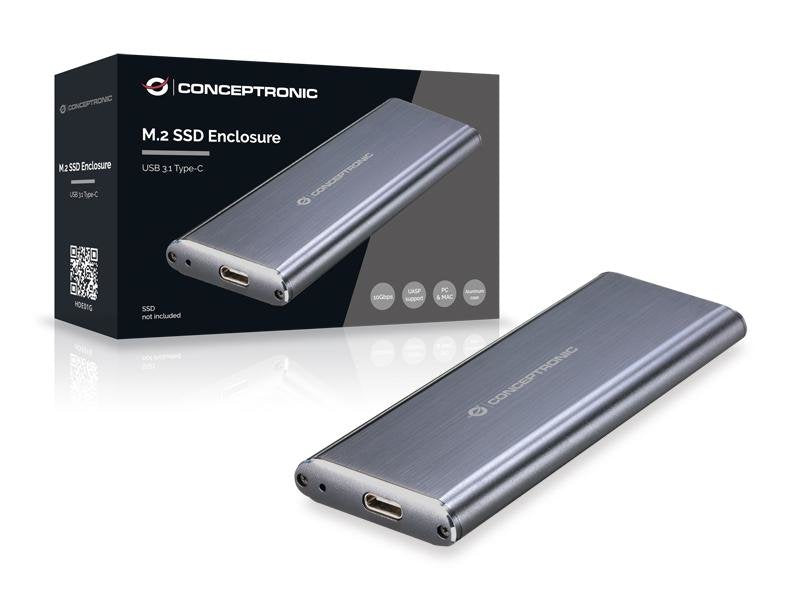 Caja Externa Conceptronic Ssd M.2 Usb 3.1 Aluminio Tipo C *No Admite Ssd Pcie Nvme M.2