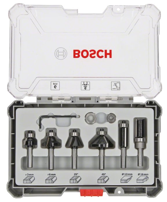 Juego De Fresas Para Cantos Y Cantos Bosch , 6 Piezas (Eje De 6 Mm) 2607017468