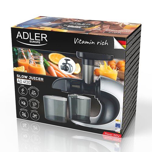 EAN 5905575900975 - Adler Slow Juicer 4130 Exprimidor lenta 150 W Negro, Acero inoxidable imagen 6