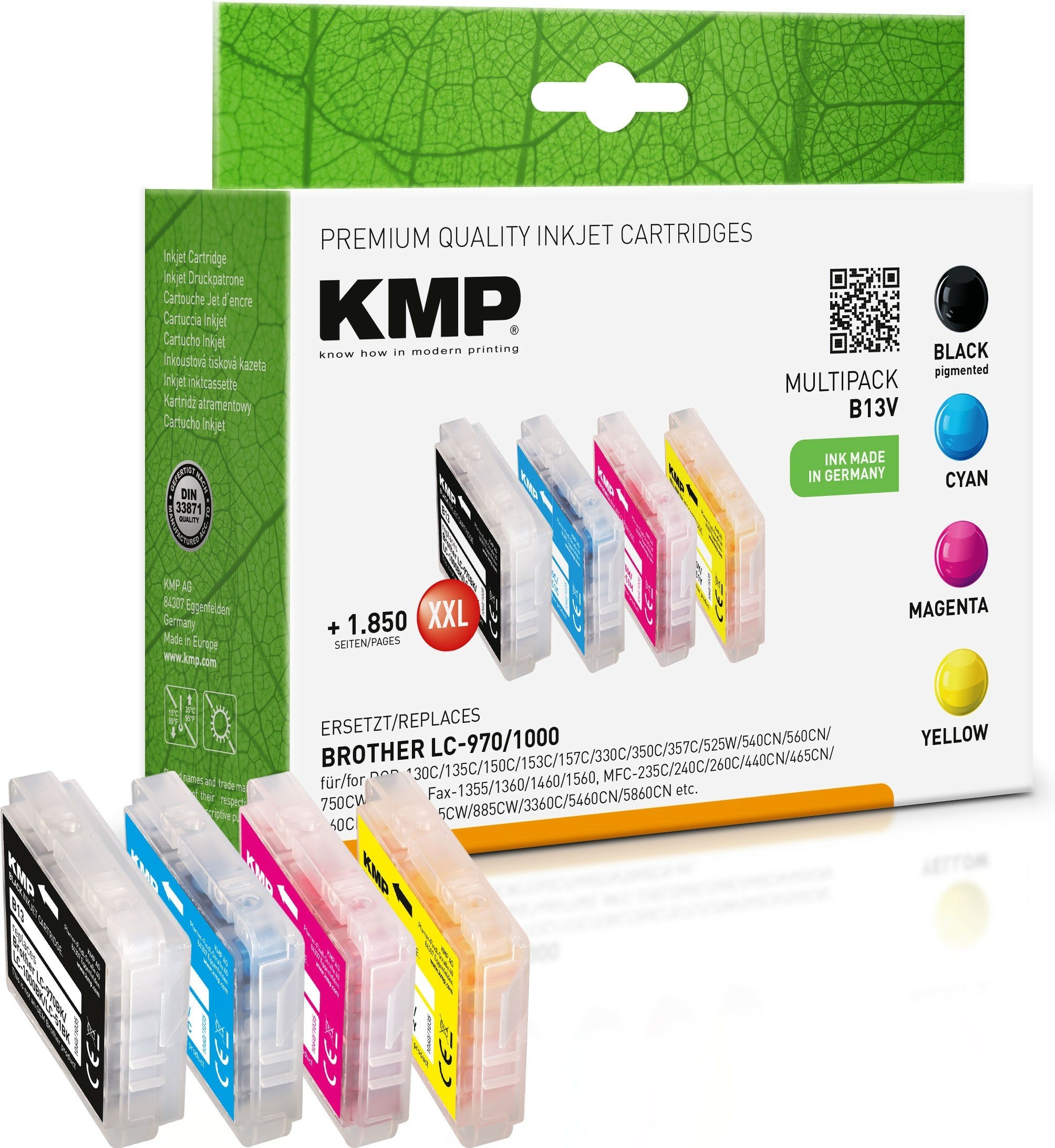 EAN 4011324060058 - KMP B13V cartucho de tinta 4 pieza(s) Alto rendimiento (XL) Negro, Cian, Magenta, Amarillo imagen 1