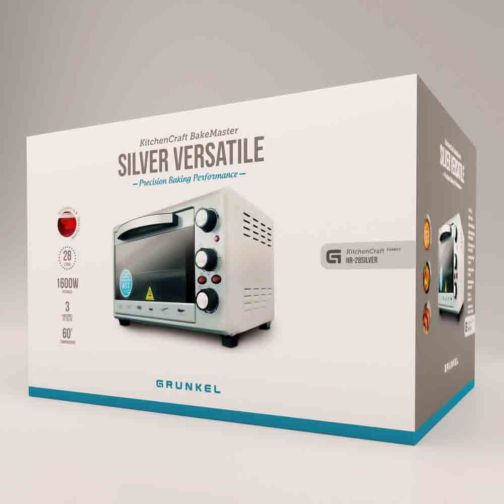 Horno Eléctrico Multifunción Grunkel 28l Plata Hr-28silver