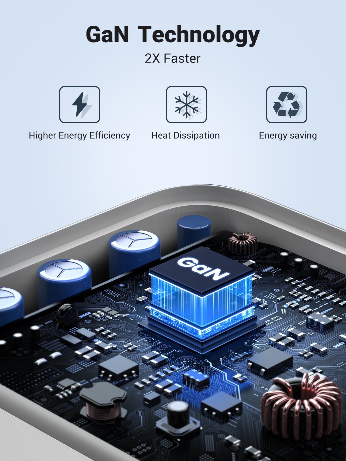 EAN 6941876213344 - Ugreen Nexode USB-A+2*USB-C 65W GaN Tech Fast Charger White Lector de libros electrónicos, Auriculares, A imagen 8