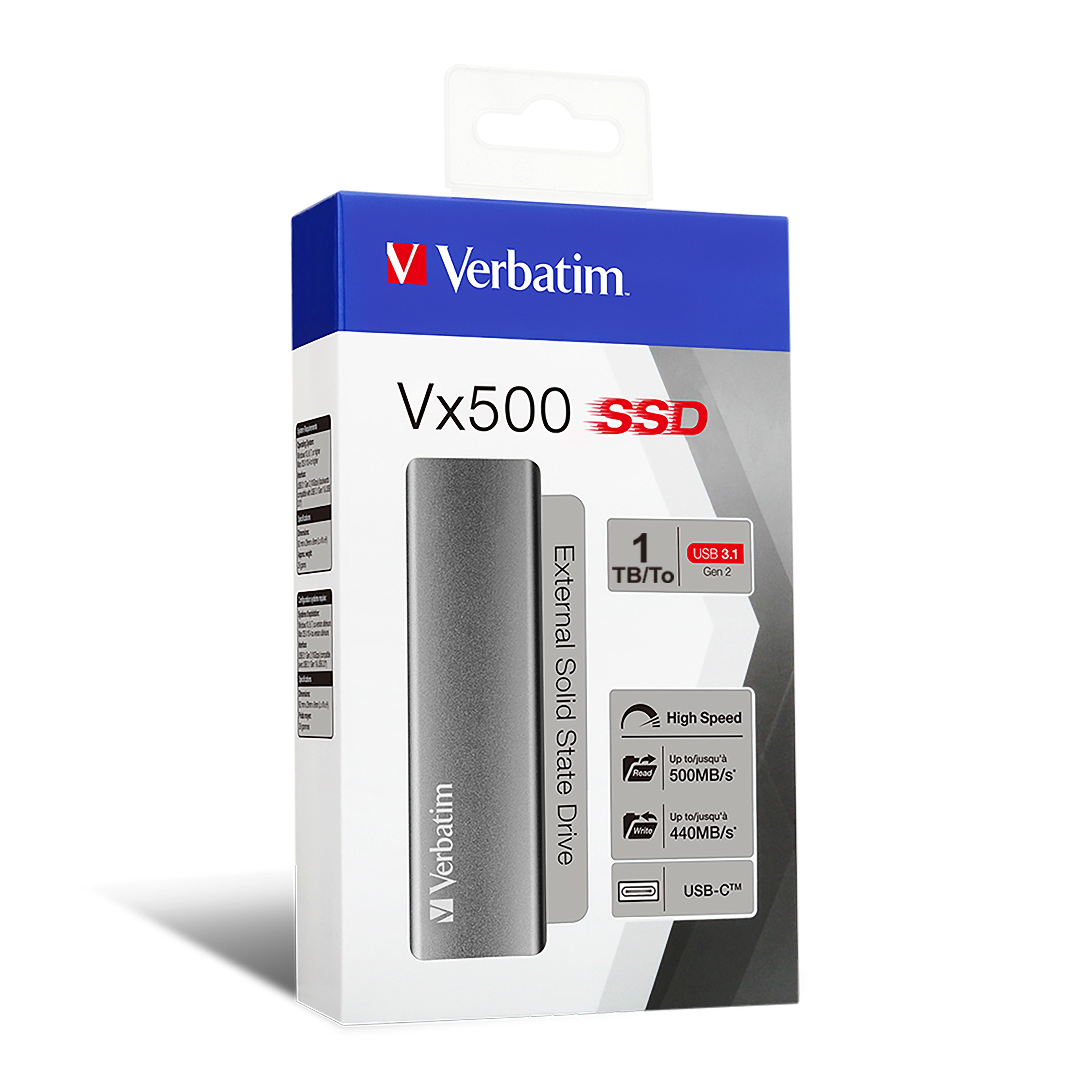 EAN 0023942474449 - Verbatim Vx500 1 TB USB Tipo C 3.2 Gen 2 (3.1 Gen 2) Plata imagen 2