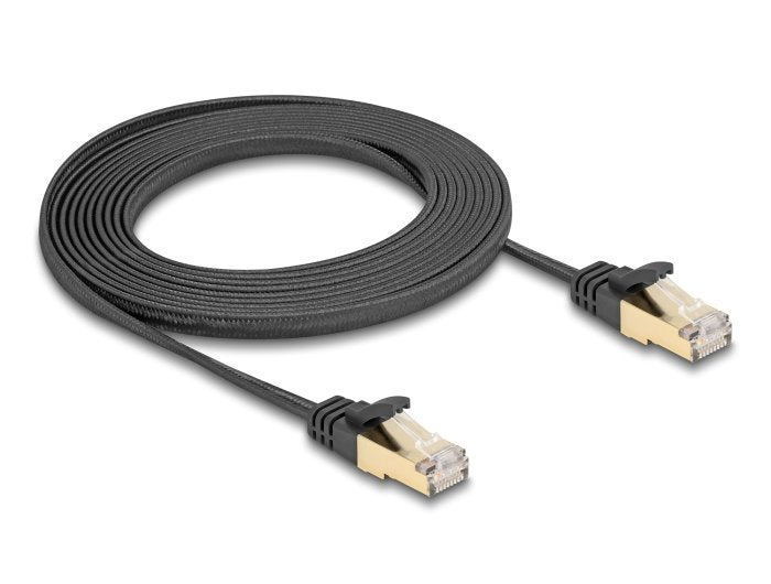 Delock Rj45 Cable De Red Plano Trenzado Cat.6a S/Ftp Macho 3m Negro