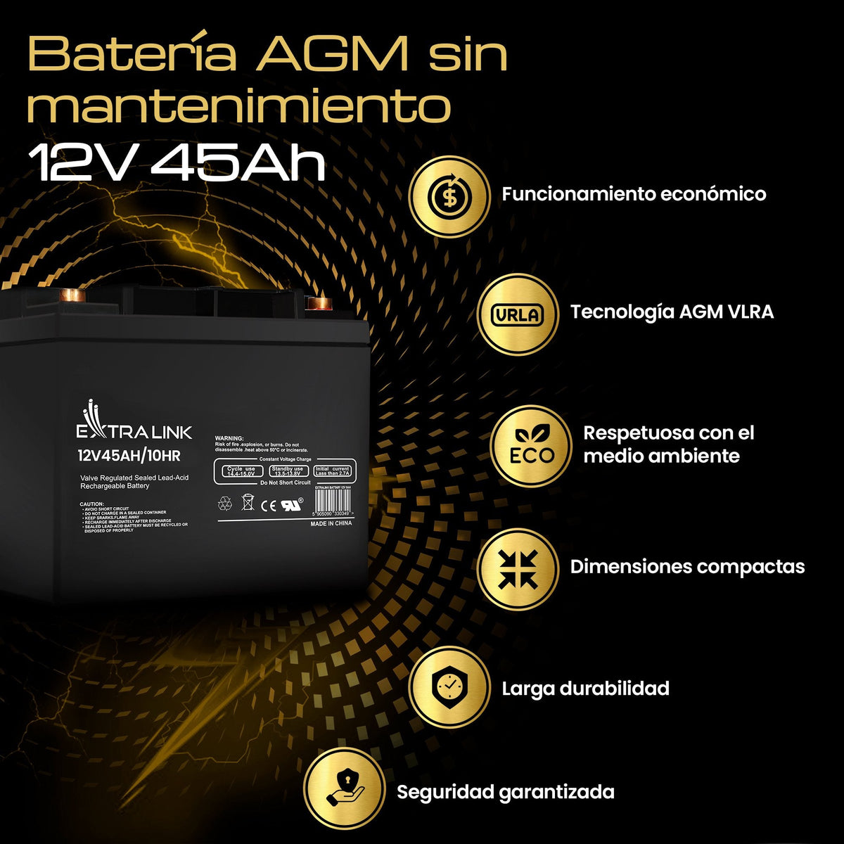 Extralink Akumulator Battery Accumulator Agm 12v 45ah Sealed Lead Acid (Vrla)