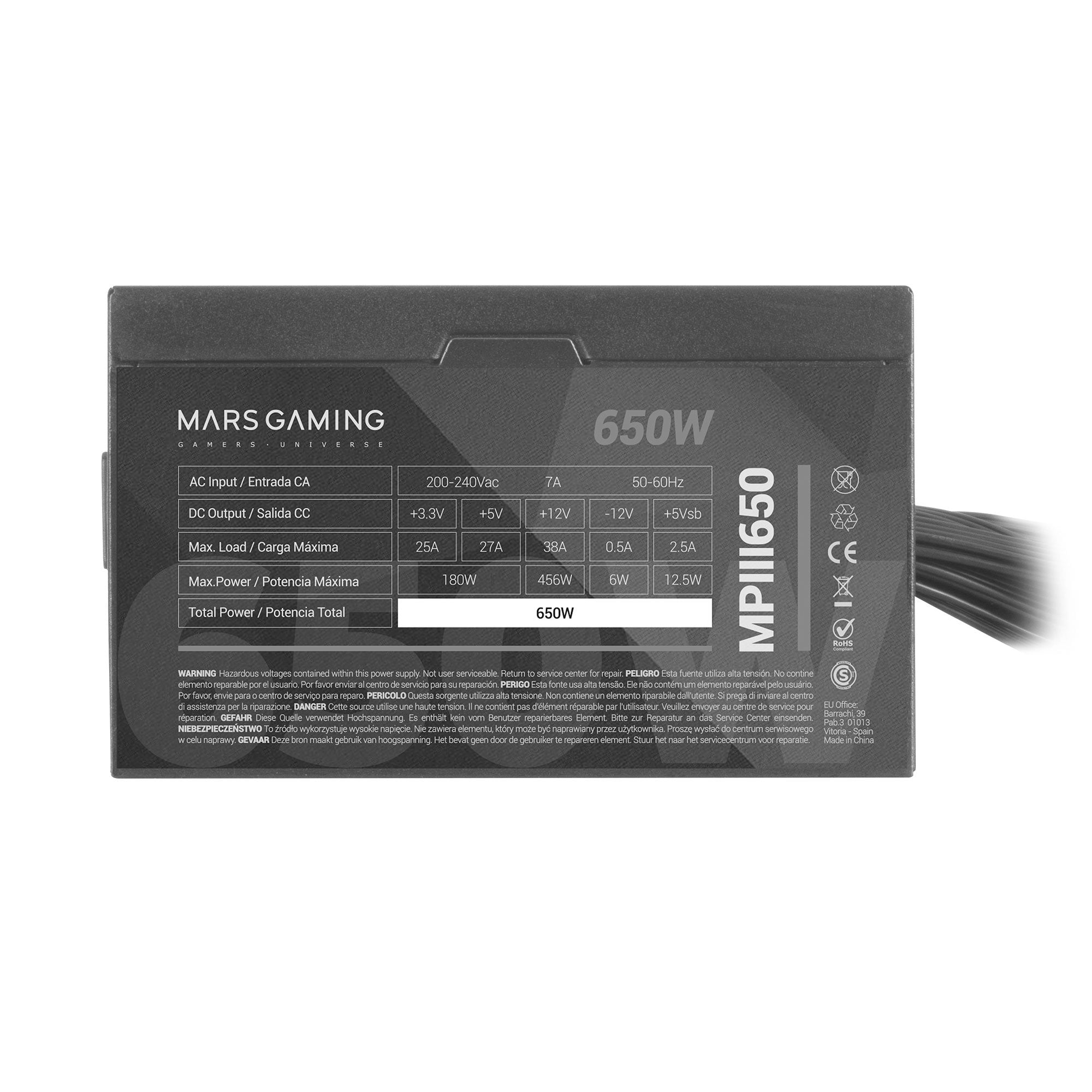 Fuente De Alimentación Mars Gaming Mpiii650 650w Ventilador 12cm