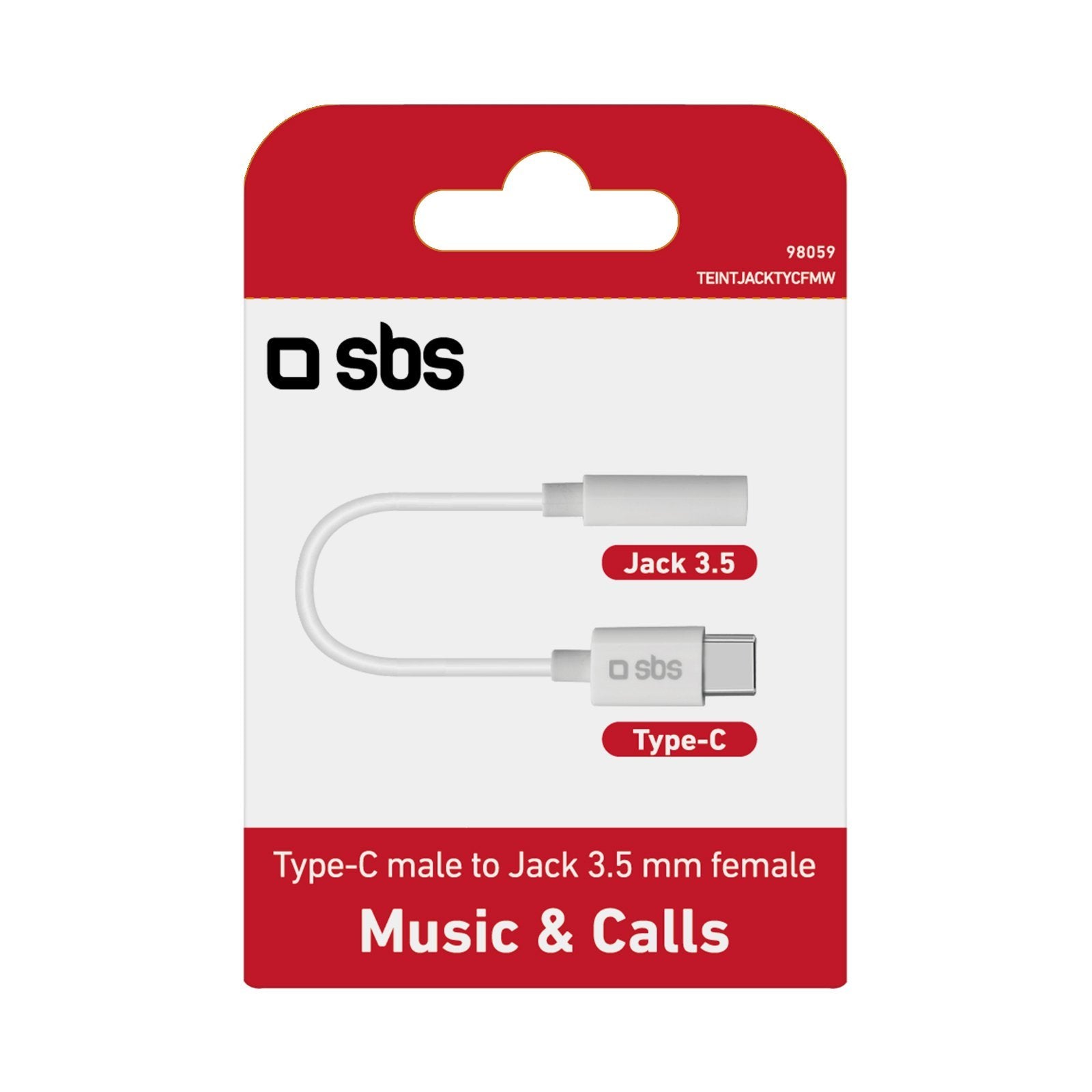 EAN 8018417298059 - SBS TEINTJACKTYCFMW cable de teléfono móvil Blanco 0,09 m 3,5mm USB C imagen 3
