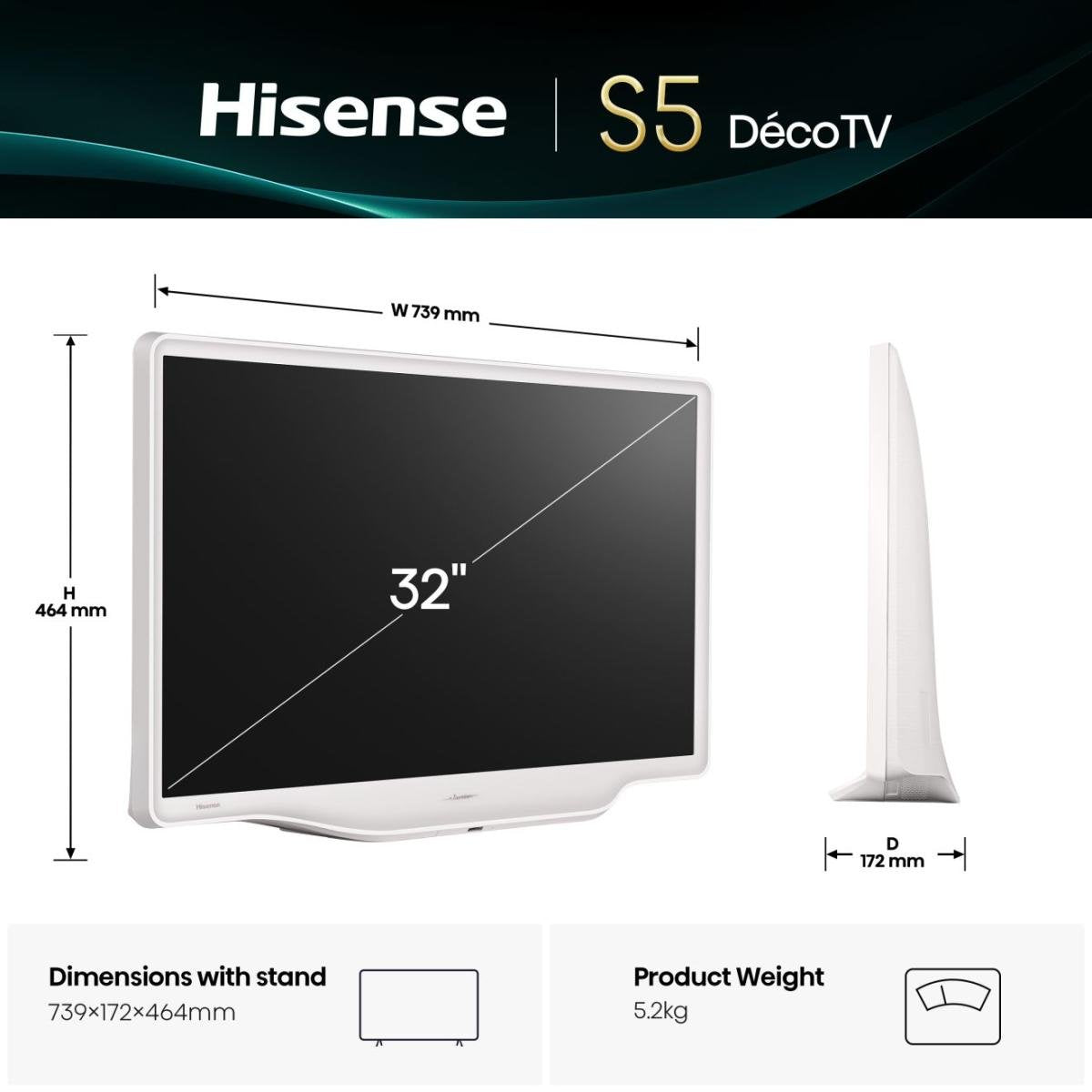 EAN 6942351425863 - Hisense 32S5Q 81,3 cm (32") Full HD Smart TV Wifi Blanco imagen 2