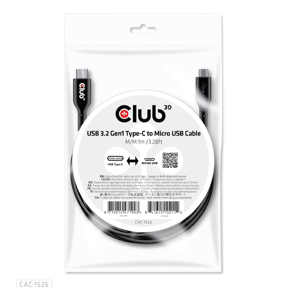 EAN 8719214471903 - CLUB3D CAC-1526 cable USB USB 3.2 Gen 1 (3.1 Gen 1) 1 m USB C Micro-USB B Negro imagen 6
