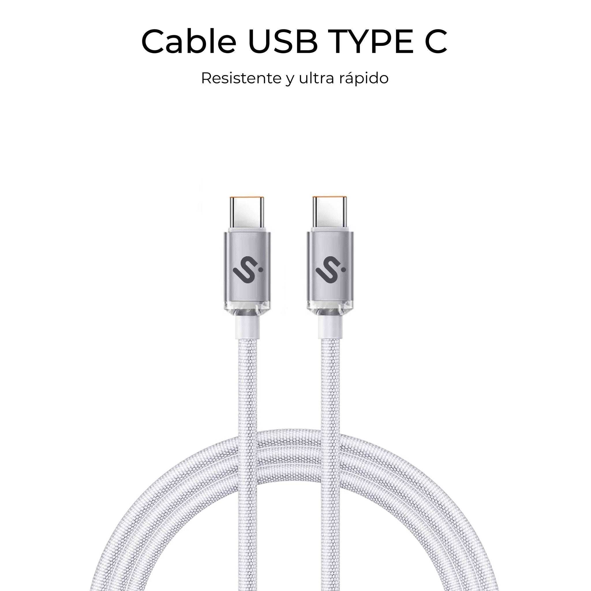 Cable Optimus 60w Usb-C/Usb-C 2 M Blanco Subblim 60w/ Longitud: 2m/ Usb-C &Harr; Usb-C/ Pd
