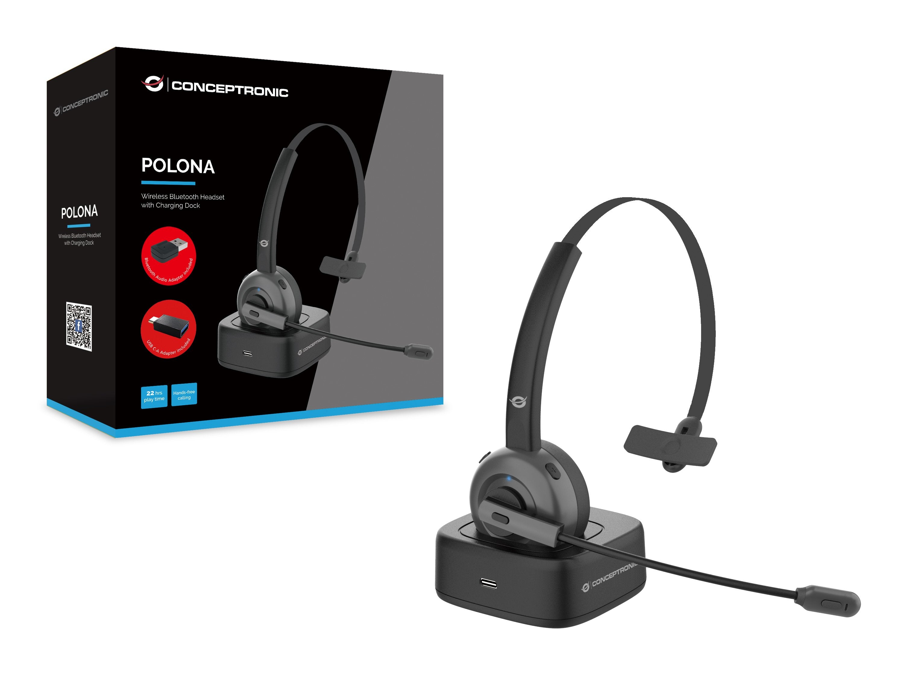 EAN 4015867226926 - Conceptronic POLONA03BDA auricular y casco Auriculares Inalámbrico Diadema Oficina/Centro de llamadas Blu imagen 2