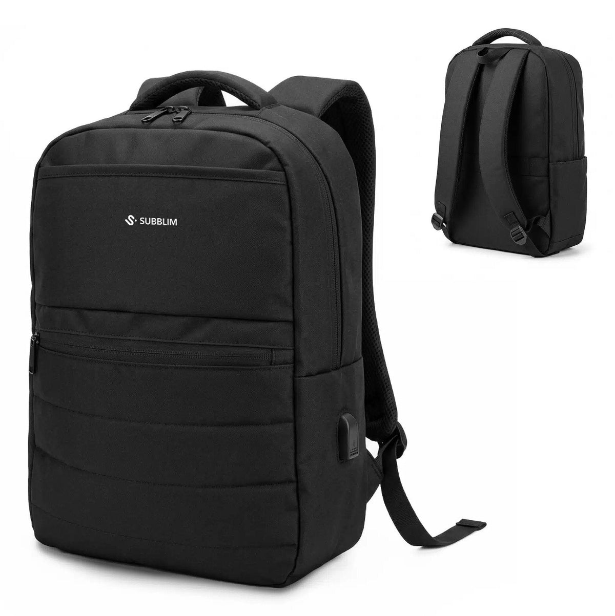 Mochila Subblim Compact Backpack 15l Para Portátiles Hasta 15.6' Repelente Al Agua Cinta Para Trolley Negra