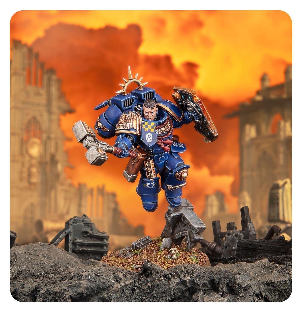 Warhammer 40k - Space Marines Primaris Capitaine Avec Reacteur Dorsal Et Bouclier Relique