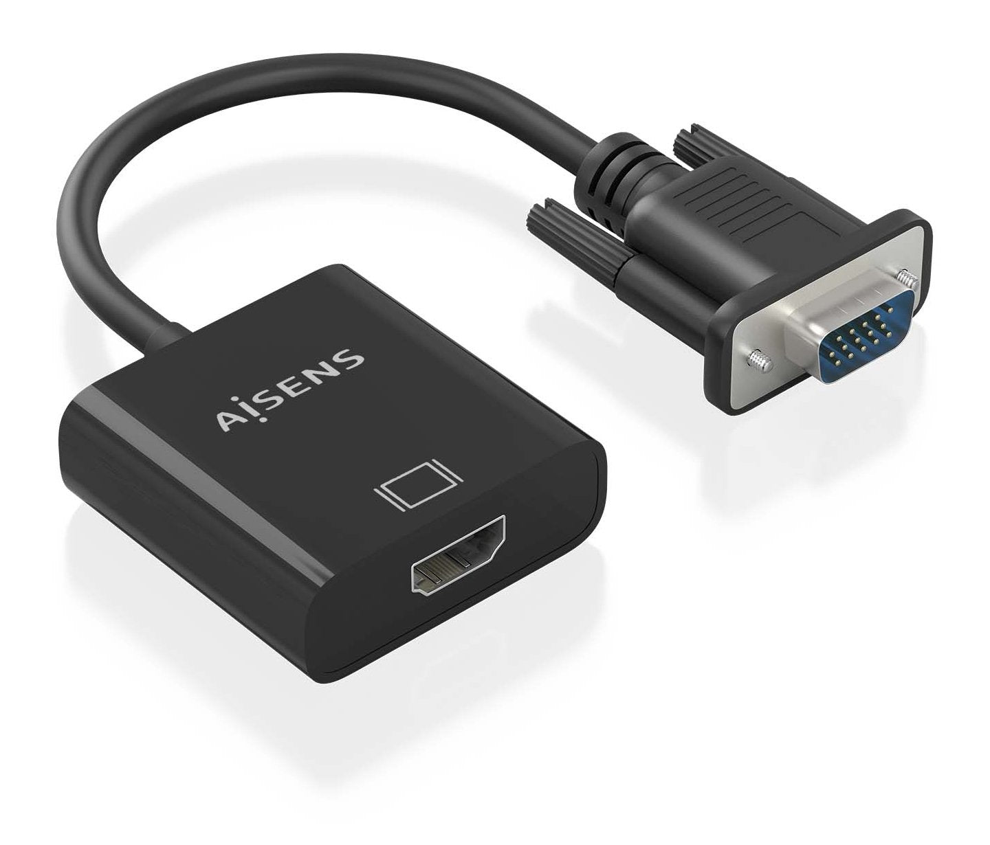 Aisens Cable Conversor Svga+Audio A Hdmi, Svga/M+Jack 3.5/H+Usb Microb/H-Hdmi A/H, Negro, 20cm