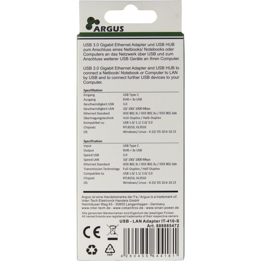 Inter-Tech Argus It-410-S Usb 3.2 Gen 1 (3.1 Gen 1) Type-C Gris