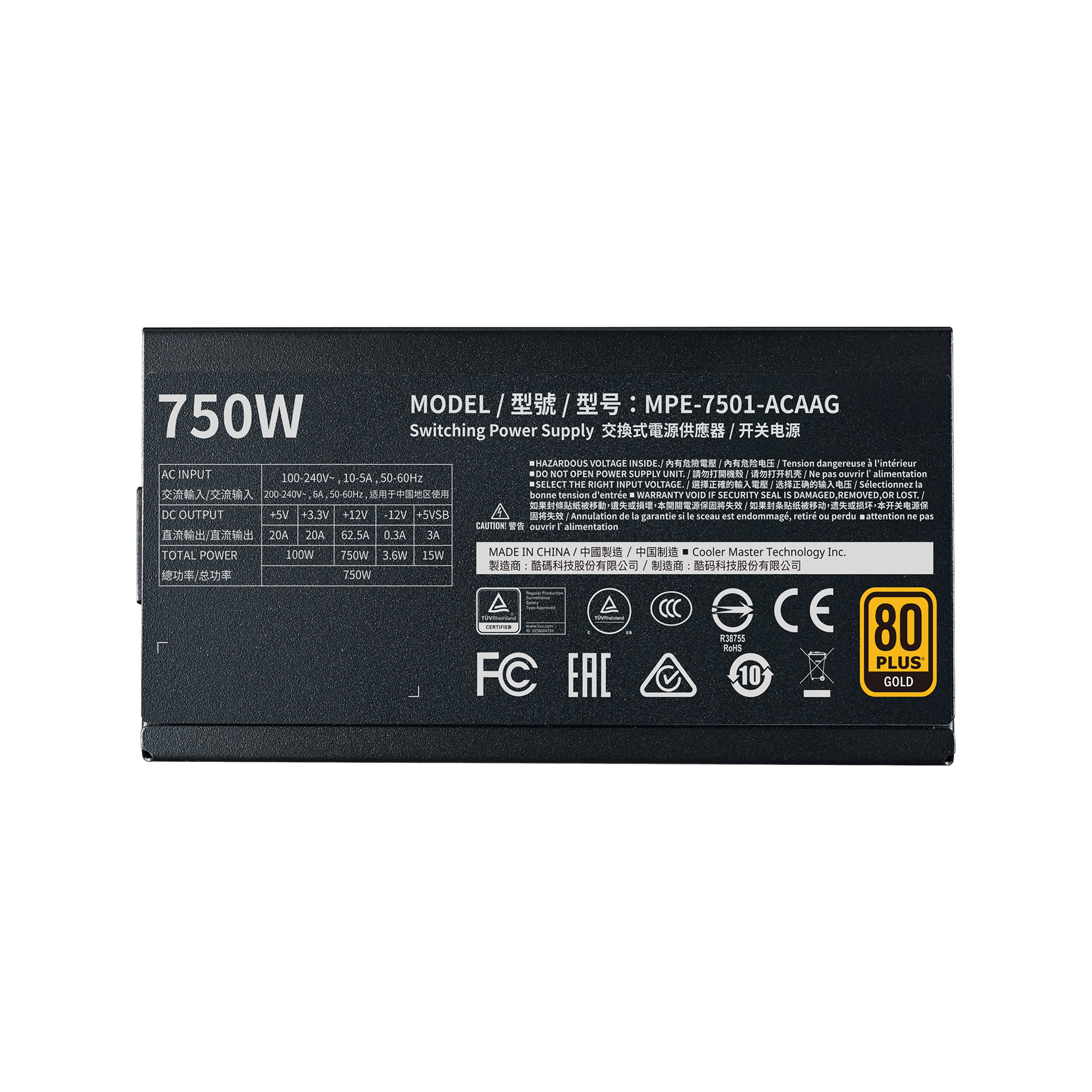 Fuente De Alimentacion Cooler Master Mwe Gold 750 - V2 750 W 24-Pin Atx Atx Negro Mwe Gold V2 750 750w Ful Modular 80+ Gold Mpe-7501-Afaag-Eu