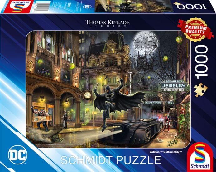 Schmidt Spiele Thomas Kinkade Studios: Dc - Batman Gotham City, Rompecabezas Negro, 1000 Piezas 57588