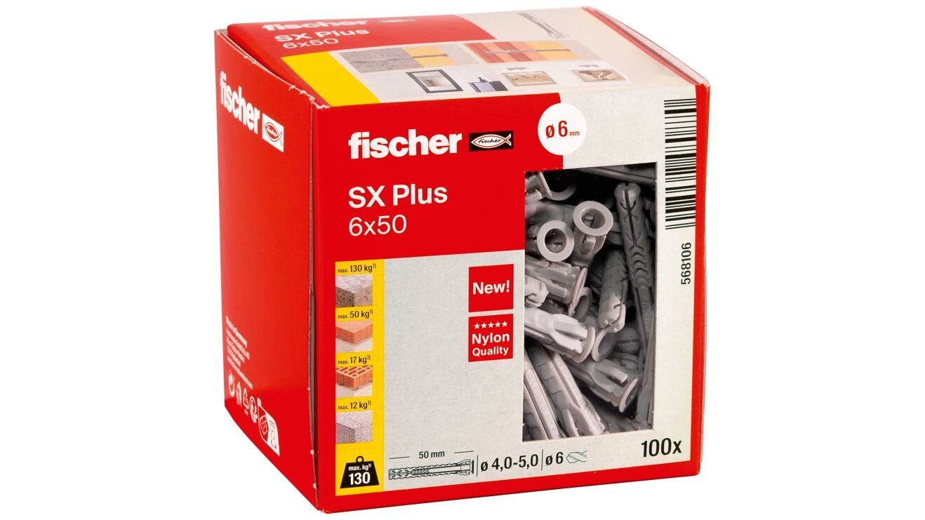 EAN 4048962480870 - Fischer 568106 tornillo de anclaje y taco 100 pieza(s) Anclaje de expansión 50 mm imagen 2