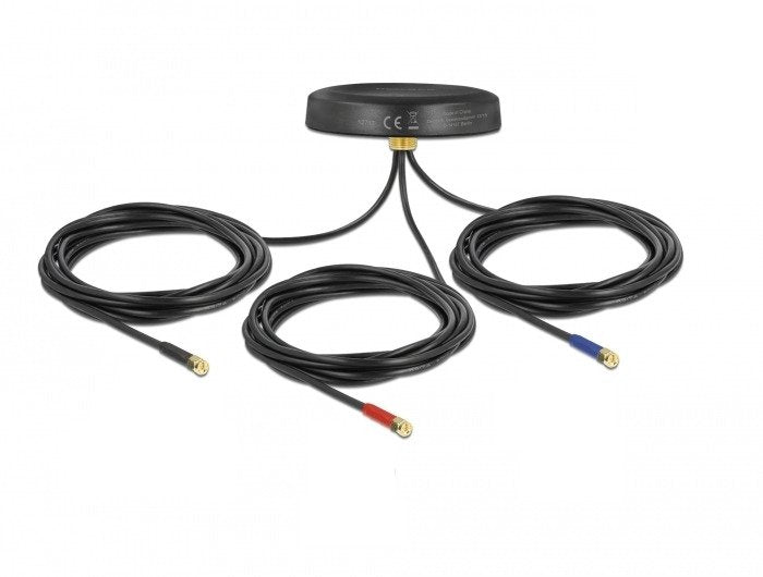 Delock Multiband Lte Umts Gsm Gnss Antenne 3xsma Stecker Omnidirektional Dachmontage Schwarz Outdoor