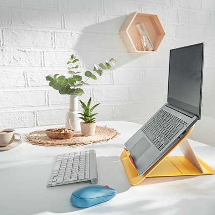 Leitz Ergo Cosy Soporte Ajustable Para Portatil - Diseño Ergonomico - Altura Ajustable - Color Amarillo Calido