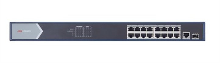 Switch Poe No Administrado Gigabit 16 Puertos 1 Rj45 1 Fibra Óptica Sfp Hikvision