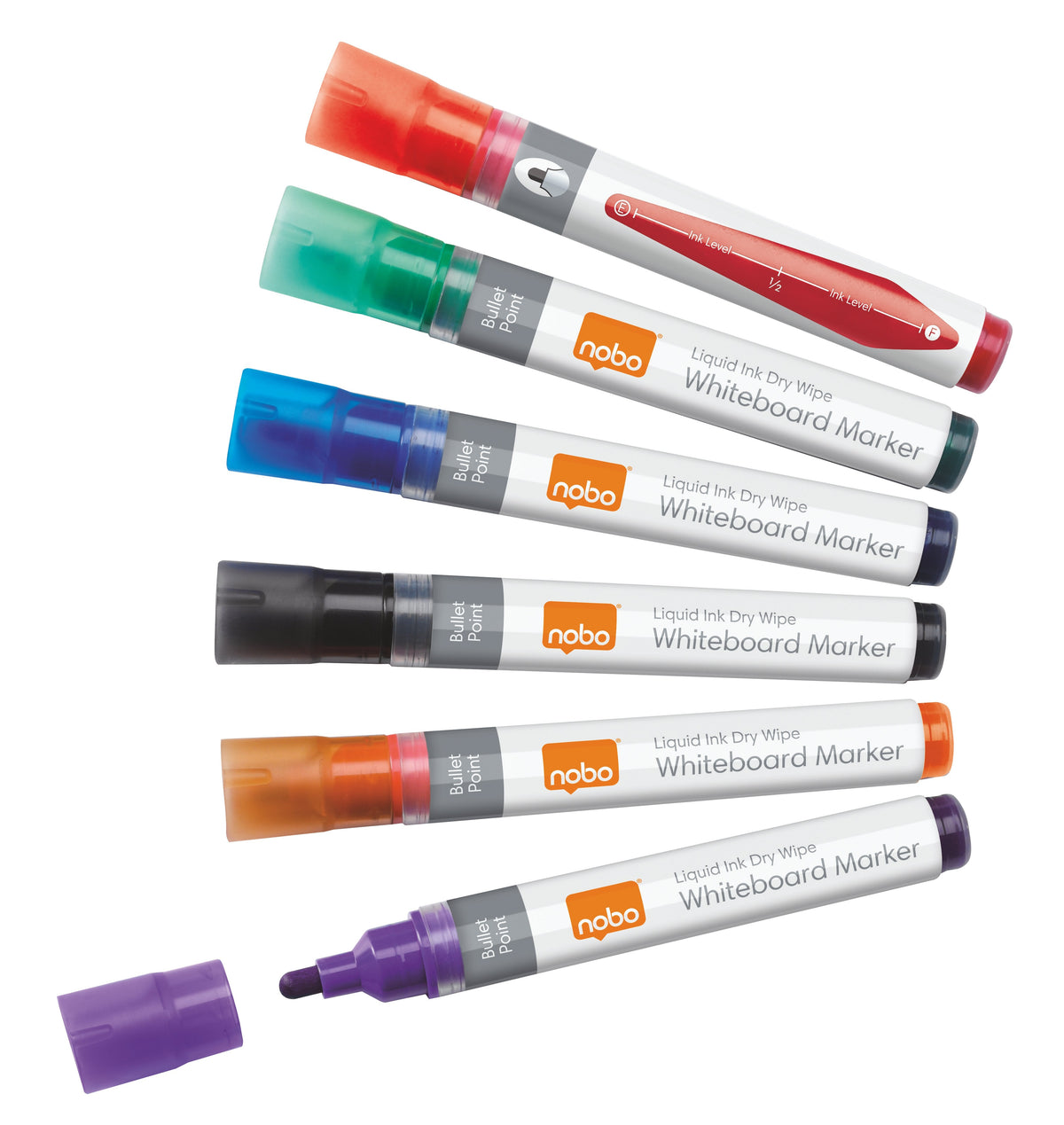 Nobo Liquid Ink - Marker - No Permanente - Para Flipchart, Overhead-Projektor-Láminas, Whiteboard - Negro, Rojo, Azul, Verde - Base De Alcohol Tinta - 3 Mm (Paquete De 6)