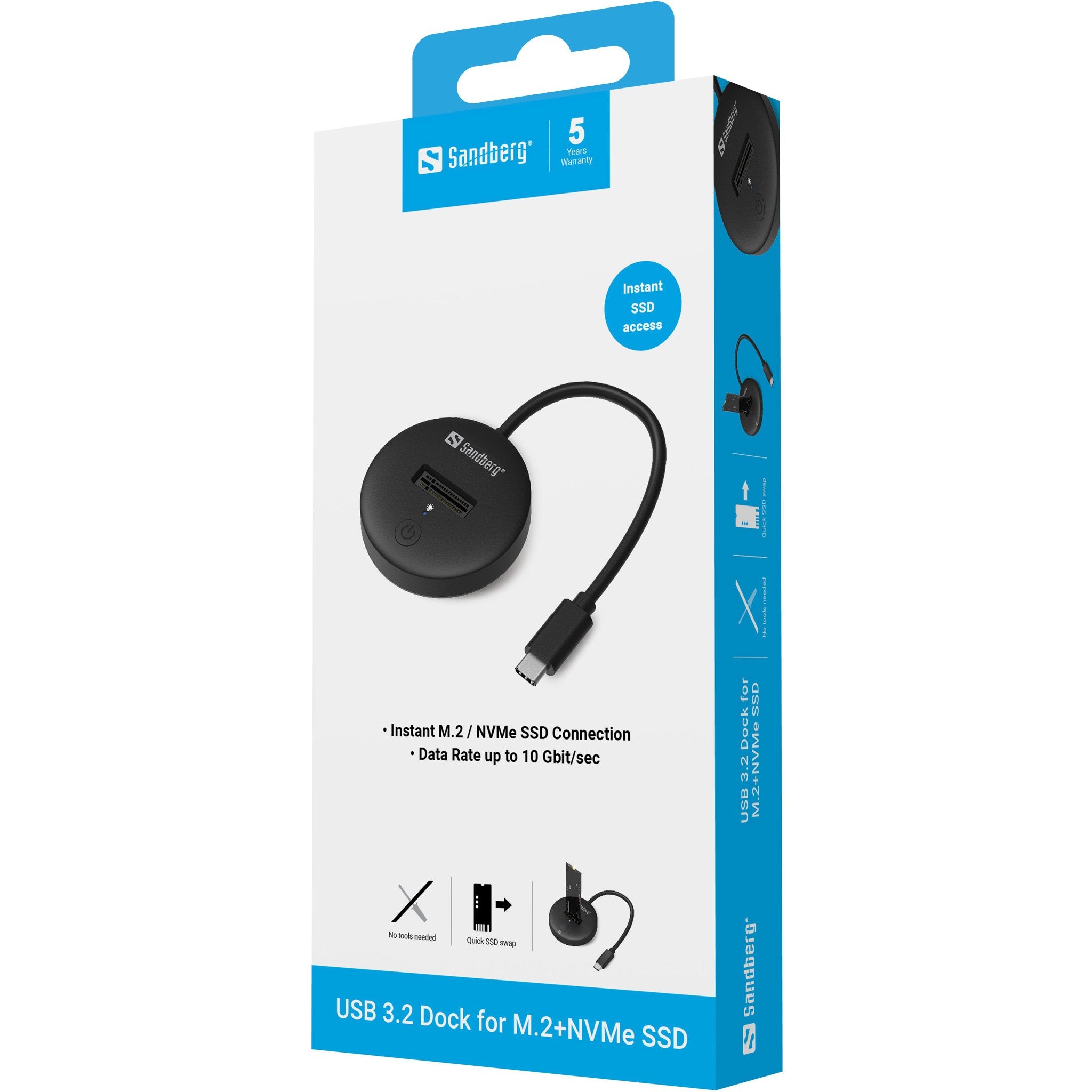 EAN 5705730136474 - Sandberg 136-47 base de conexión para disco duro USB Tipo C Negro imagen 9
